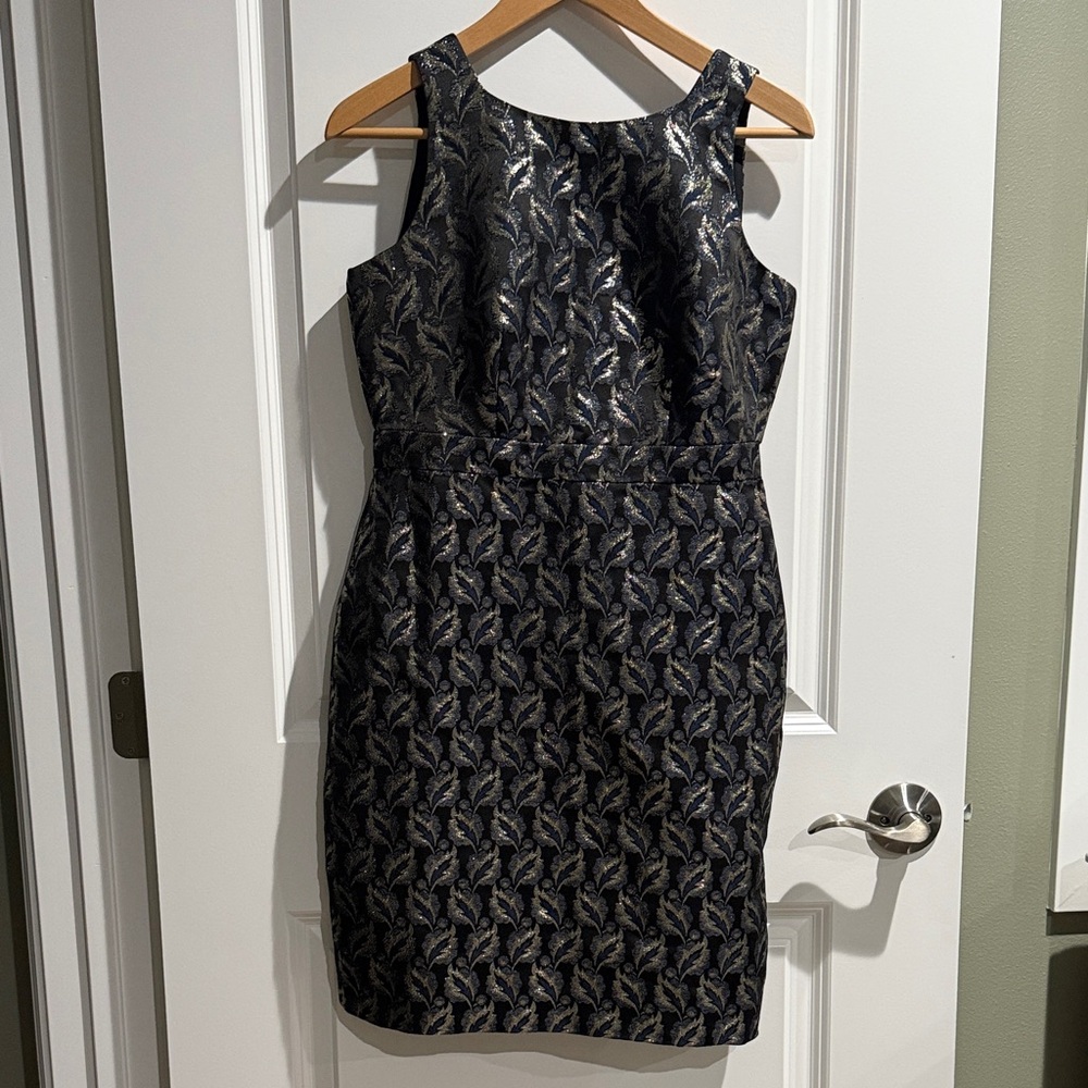 Elegant Black and Metallic Patterned Dress
